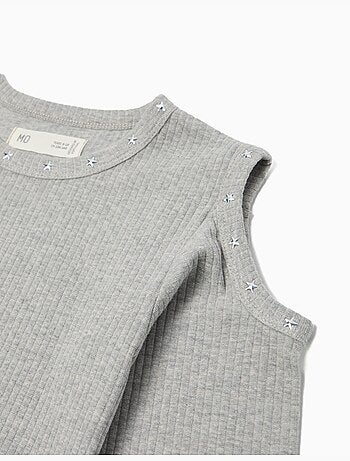 T-shirt a maniche lunghe ritagliate, MO Fashion