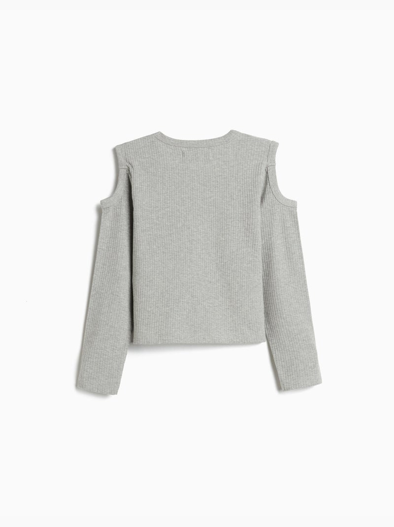 T-shirt a maniche lunghe ritagliate, MO Fashion Grigio - Kiabi