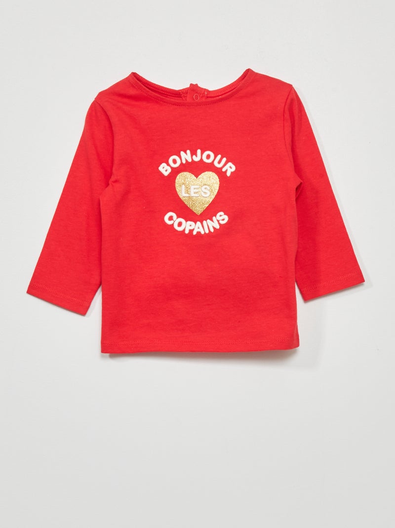 T-shirt a maniche lunghe Rosso - Kiabi