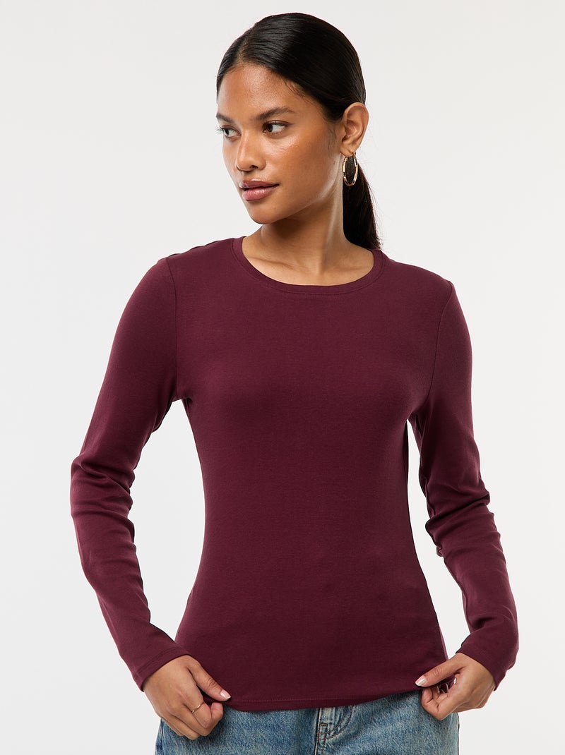 T-shirt a maniche lunghe rosso - Kiabi