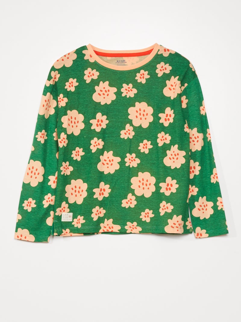 T-shirt a maniche lunghe stampa 'fiori' BIANCO - Kiabi