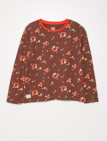 T-shirt a maniche lunghe stampa 'volpe' - Kiabi