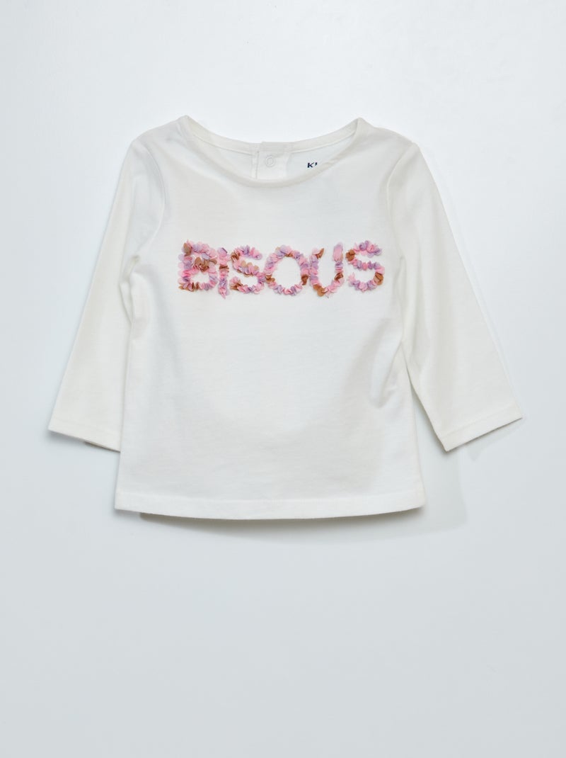 T-shirt a maniche lunghe stampata in bouclé BIANCO - Kiabi