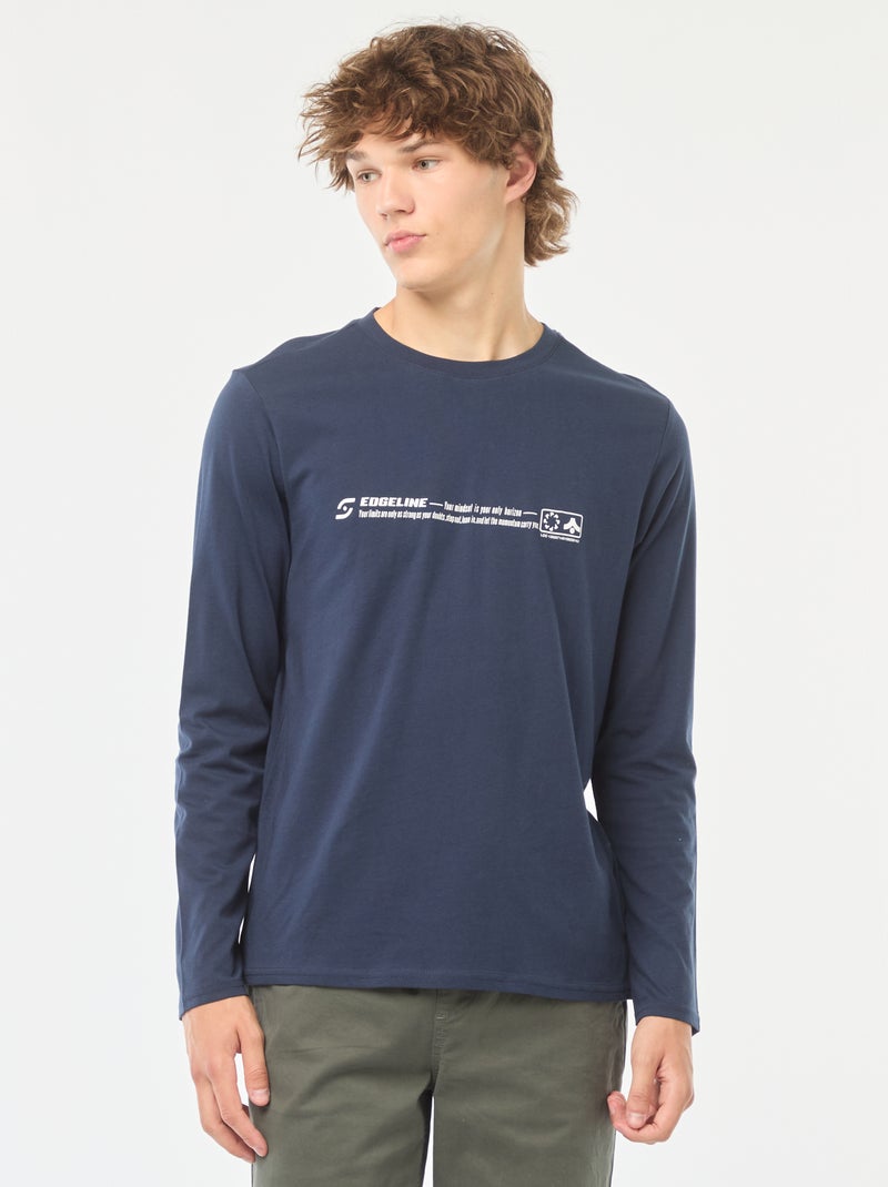 T-shirt à maniche lunghe stampati davanti Blu - Kiabi