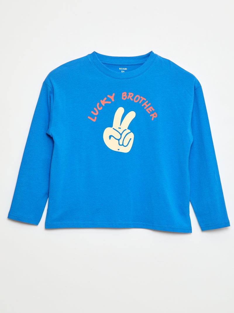 T-shirt a maniche lunghe stampato 'brother' Blu - Kiabi