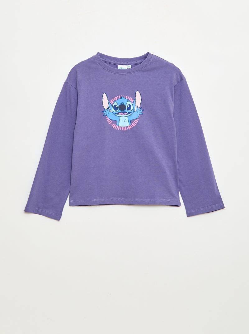 T-shirt a maniche lunghe 'Stitch' 'Disney' Viola - Kiabi