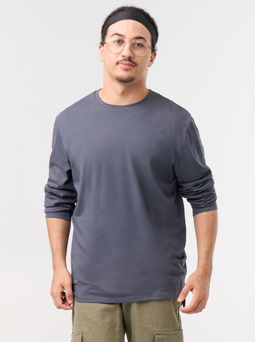 T-shirt a maniche lunghe tinta unita - collezione facile da indossare - Kiabi T-shirt a maniche lunghe tinta unita - collezione facile da indossare - Kiabi