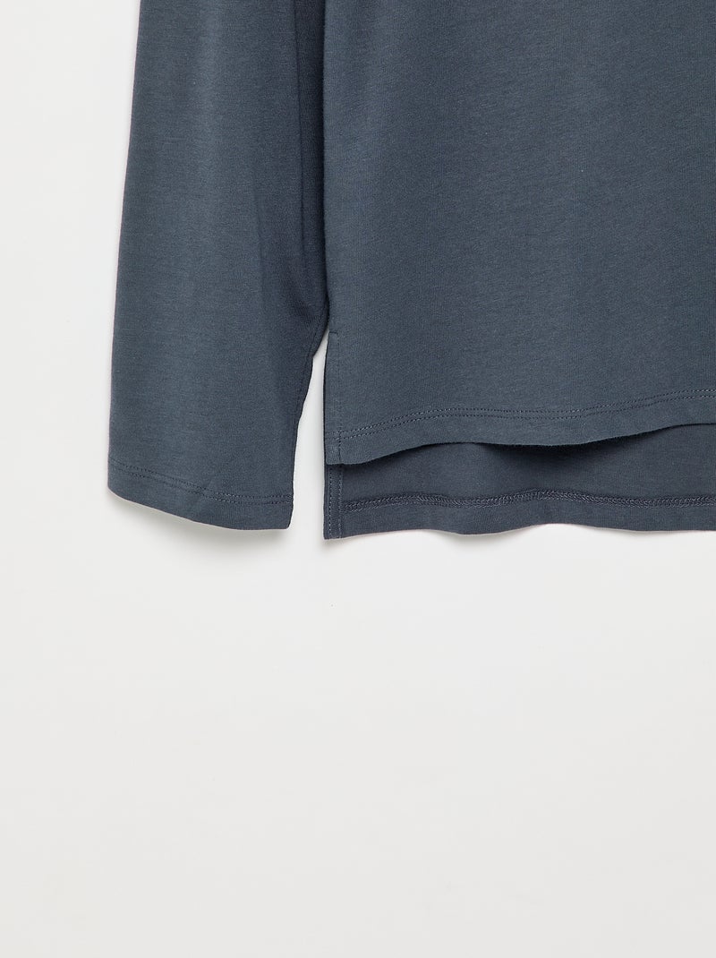 T-shirt a maniche lunghe tinta unita - collezione facile da indossare Blu - Kiabi