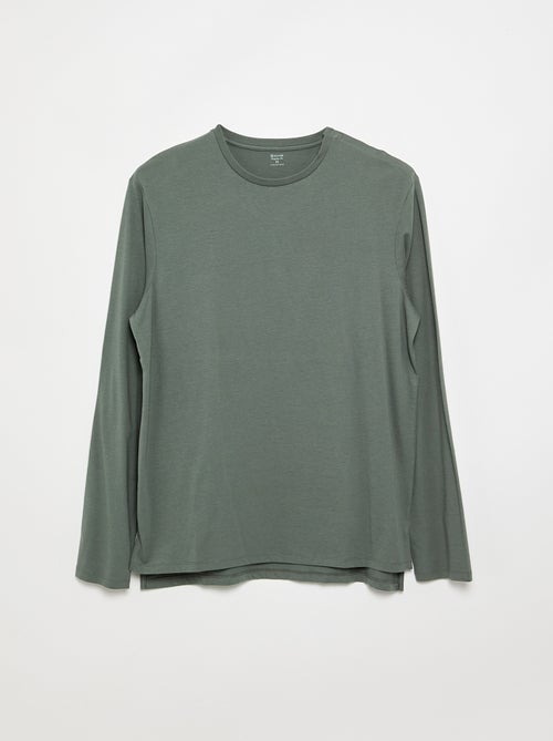 T-shirt a maniche lunghe tinta unita - collezione facile da indossare - Kiabi T-shirt a maniche lunghe tinta unita - collezione facile da indossare - Kiabi