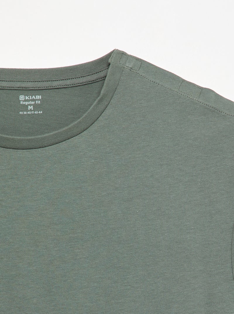 T-shirt a maniche lunghe tinta unita - collezione facile da indossare Verde - Kiabi