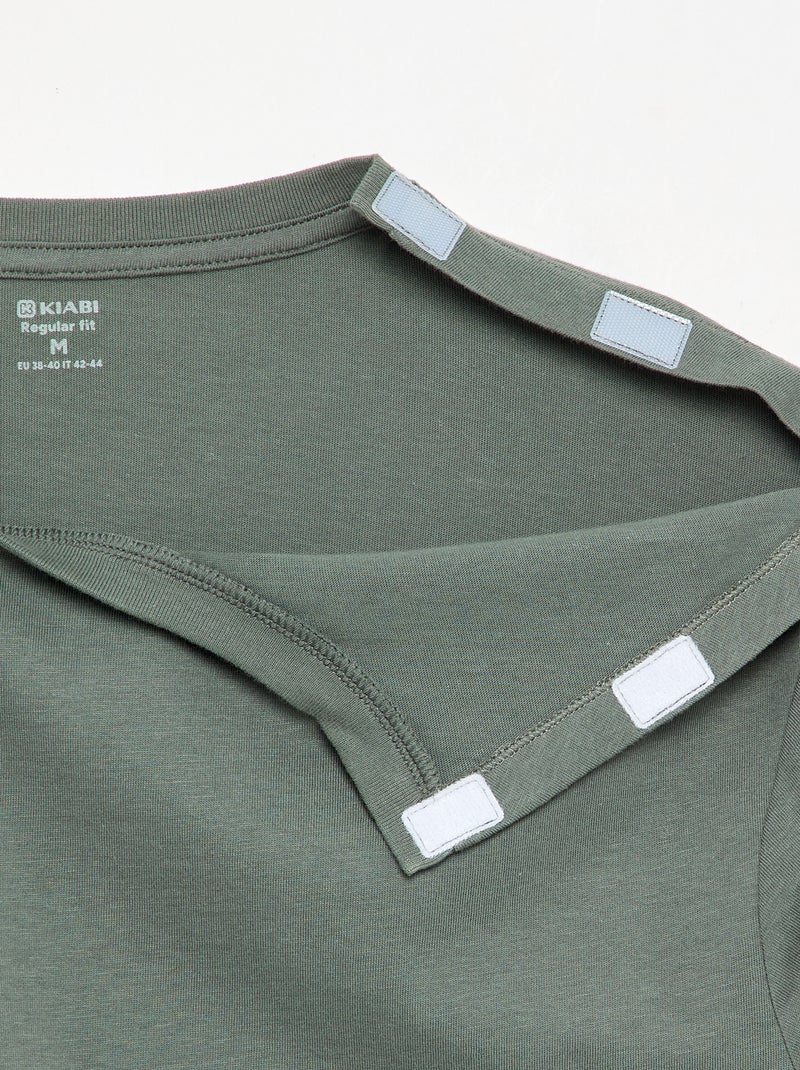 T-shirt a maniche lunghe tinta unita - collezione facile da indossare Verde - Kiabi