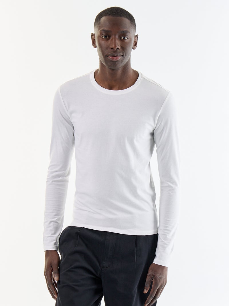 T-shirt a maniche lunghe tinta unita Bianco - Kiabi