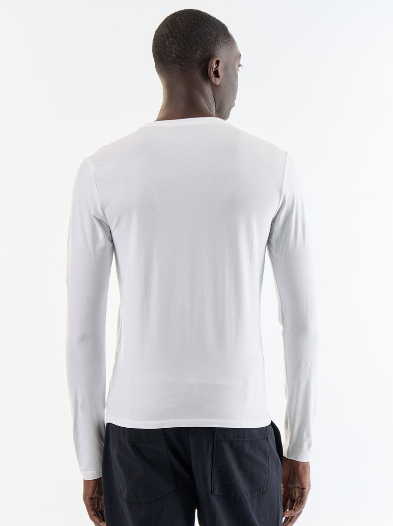 T-shirt a maniche lunghe tinta unita Bianco - Kiabi