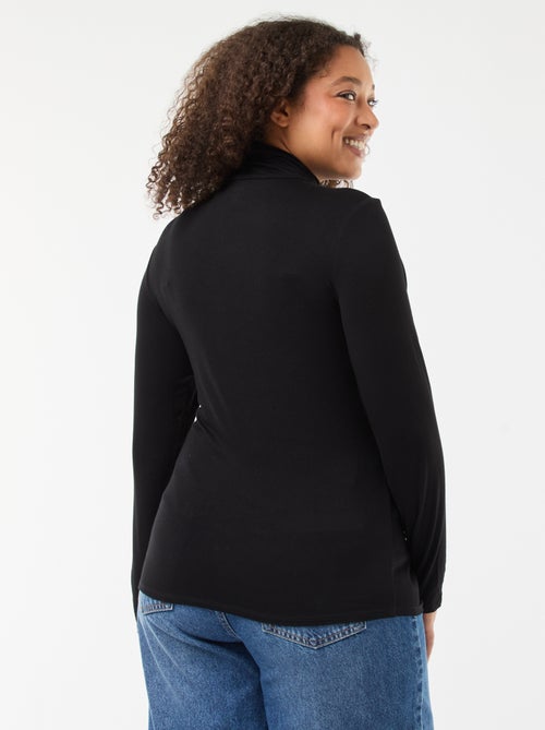 T-shirt a maniche lunghe tinta unita con collo alto - Kiabi