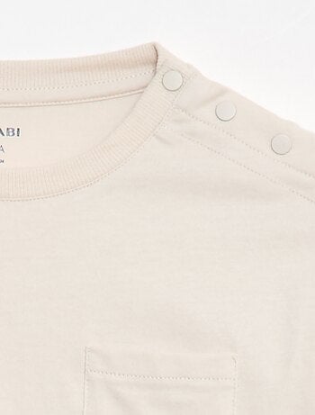 T-shirt a maniche lunghe tinta unita con taschino sul petto - collezione facile da indossare