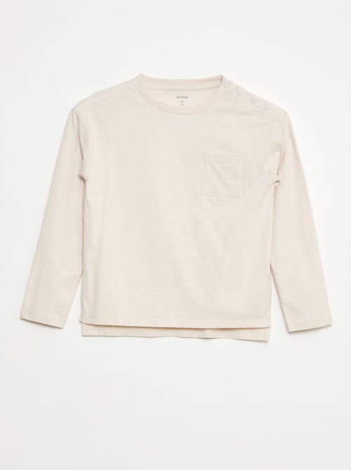 T-shirt a maniche lunghe tinta unita con taschino sul petto - collezione facile da indossare - Kiabi