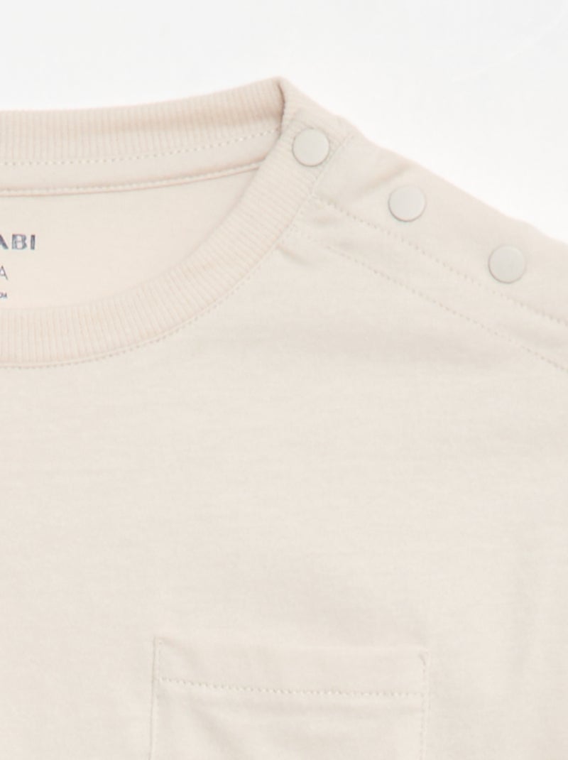 T-shirt a maniche lunghe tinta unita con taschino sul petto - collezione facile da indossare Bianco - Kiabi