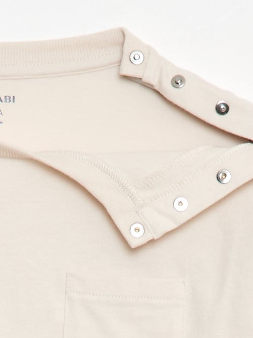 T-shirt a maniche lunghe tinta unita con taschino sul petto - collezione facile da indossare - Kiabi