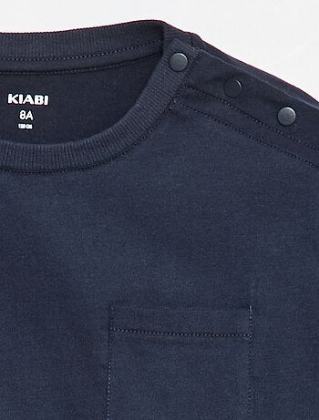 T-shirt a maniche lunghe tinta unita con taschino sul petto - collezione facile da indossare