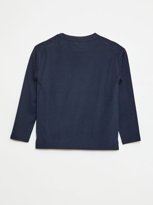 T-shirt a maniche lunghe tinta unita con taschino sul petto - collezione facile da indossare - Kiabi