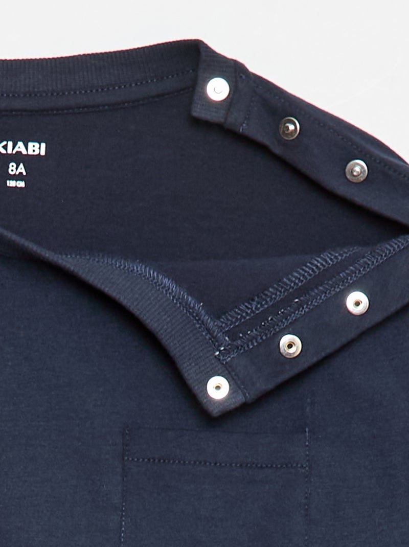 T-shirt a maniche lunghe tinta unita con taschino sul petto - collezione facile da indossare Blu - Kiabi