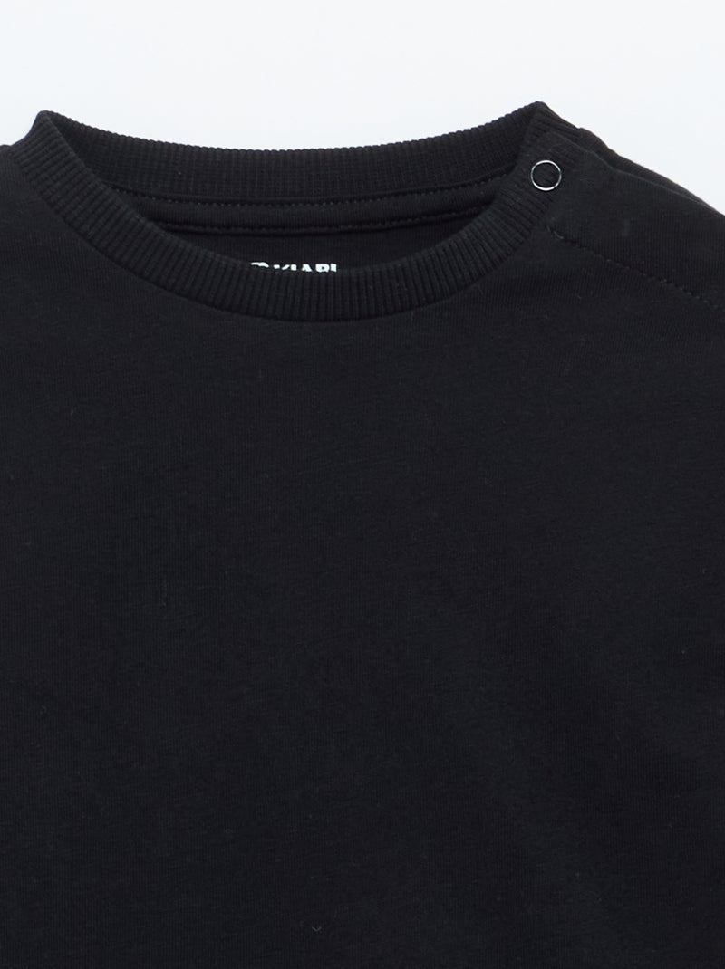 T-shirt a maniche lunghe tinta unita Nero - Kiabi