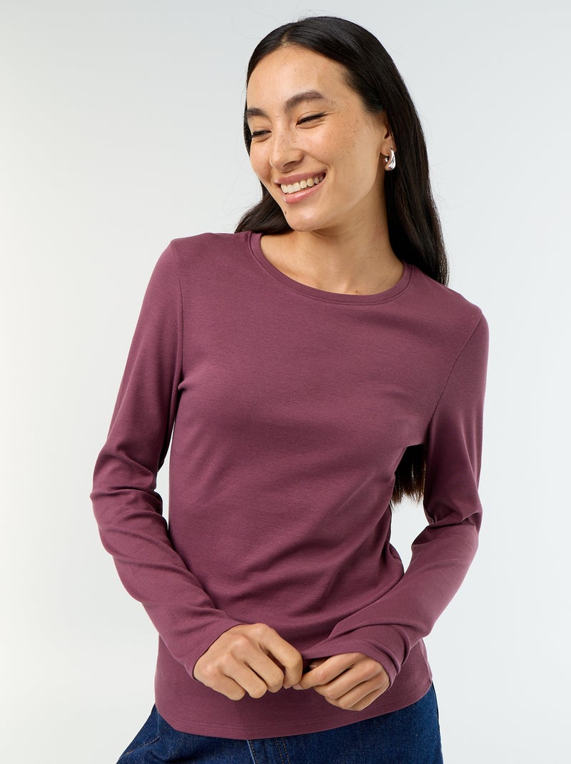 T-shirt a maniche lunghe Viola - Kiabi