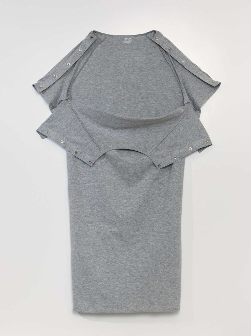 T-shirt a mezza lunghezza con bottoni a pressione sulle spalle - collezione facile da indossare GRIGIO - Kiabi