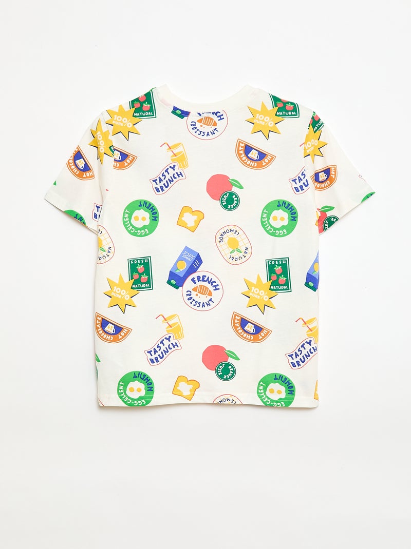 T-shirt a motivo maniche corte Beige - Kiabi