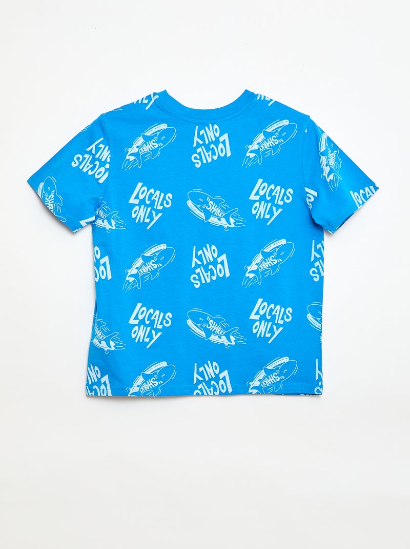 T-shirt a motivo maniche corte Blu - Kiabi