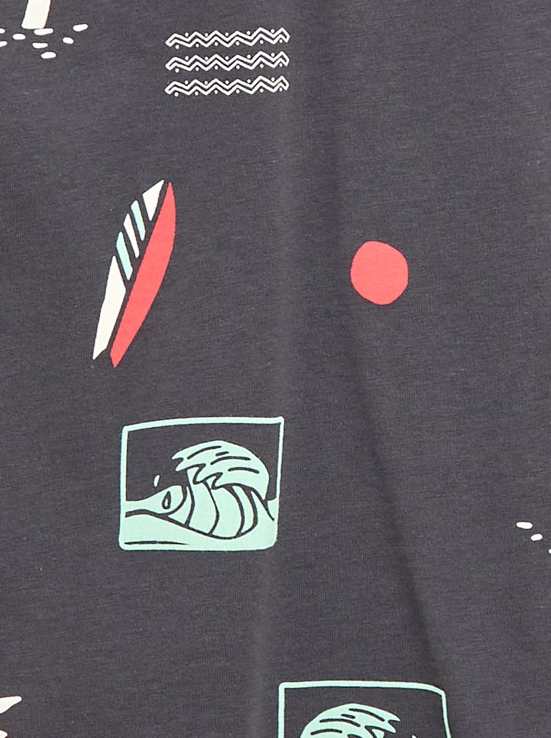 T-shirt a motivo maniche corte Grigio - Kiabi
