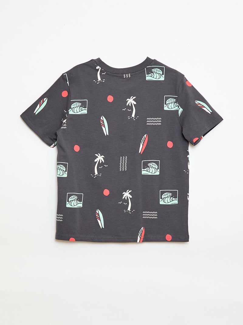 T-shirt a motivo maniche corte Grigio - Kiabi
