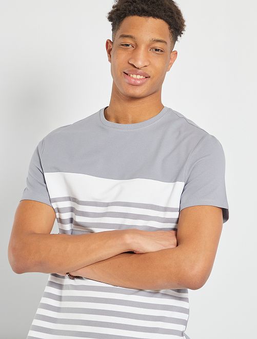T-shirt a righe +190 cm - BLU - Kiabi - 10.00€