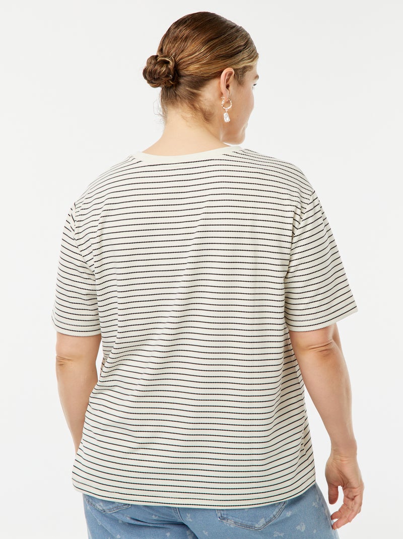 T-shirt a righe a maniche corte BEIGE - Kiabi