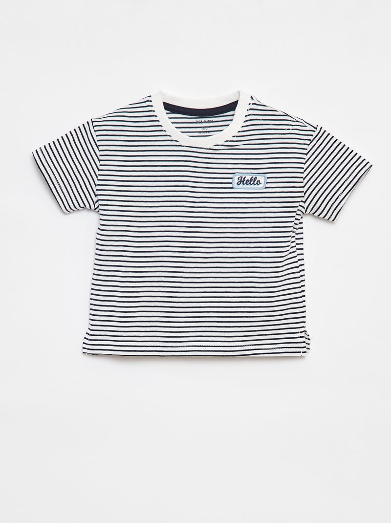 T-shirt a righe a maniche corte Bianco - Kiabi