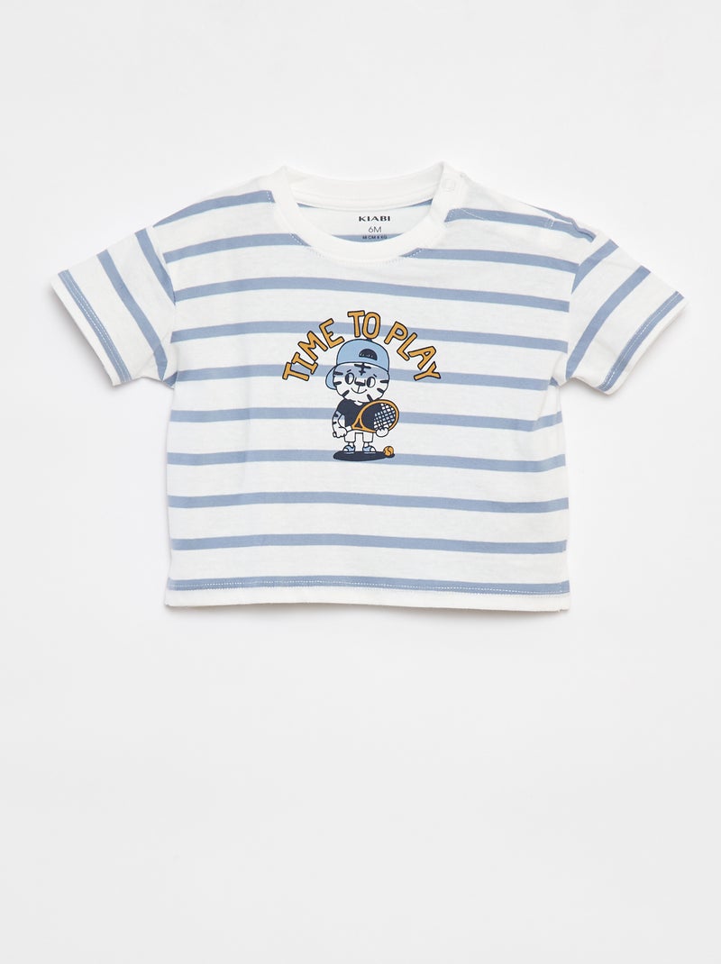 T-shirt a righe a maniche corte Bianco - Kiabi