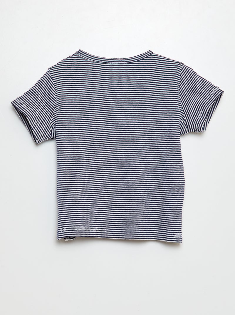 T-shirt a righe a maniche corte BLU - Kiabi