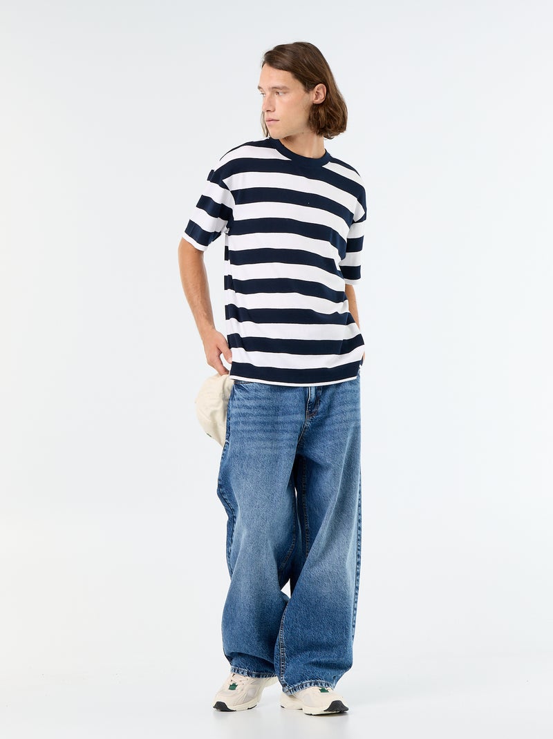 T-shirt a righe a maniche corte Blu - Kiabi
