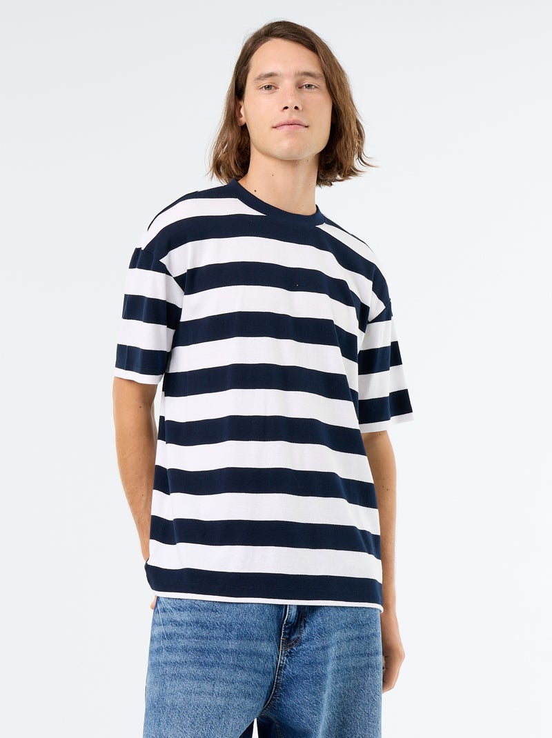 T-shirt a righe a maniche corte Blu - Kiabi