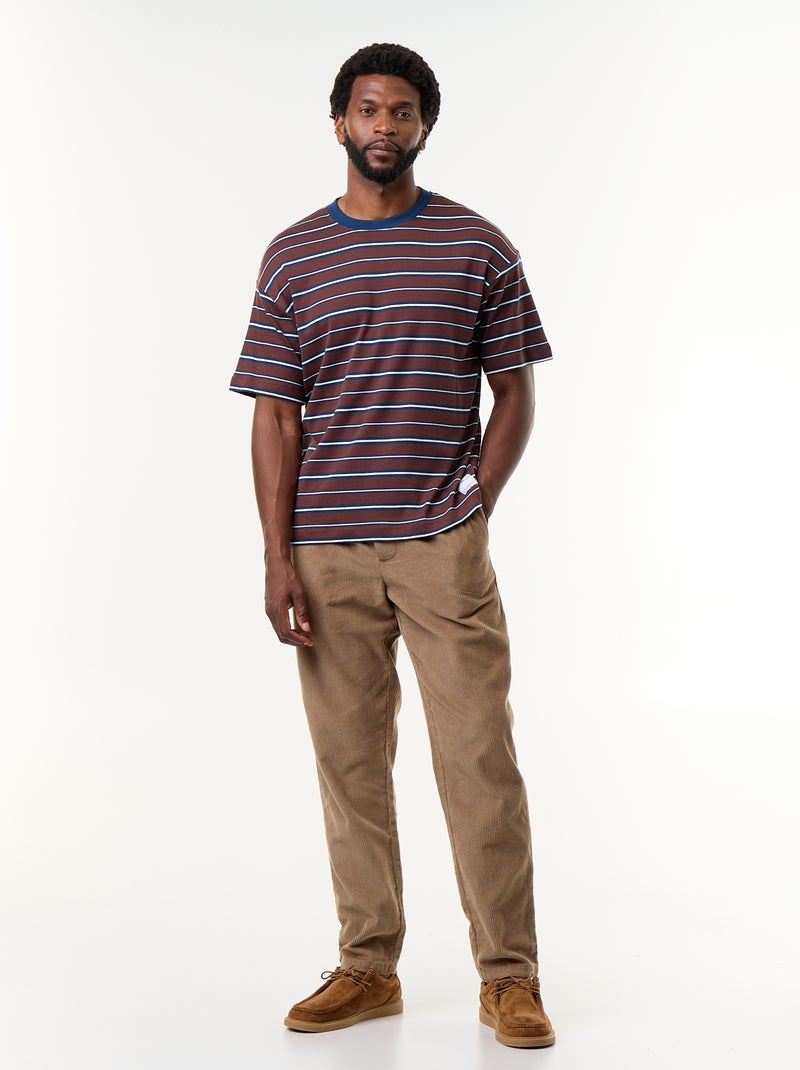 T-shirt a righe a maniche corte Marrone - Kiabi