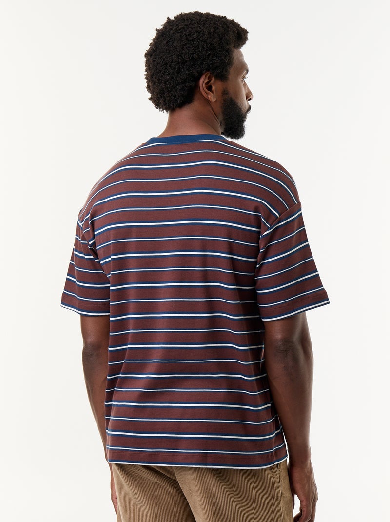 T-shirt a righe a maniche corte Marrone - Kiabi