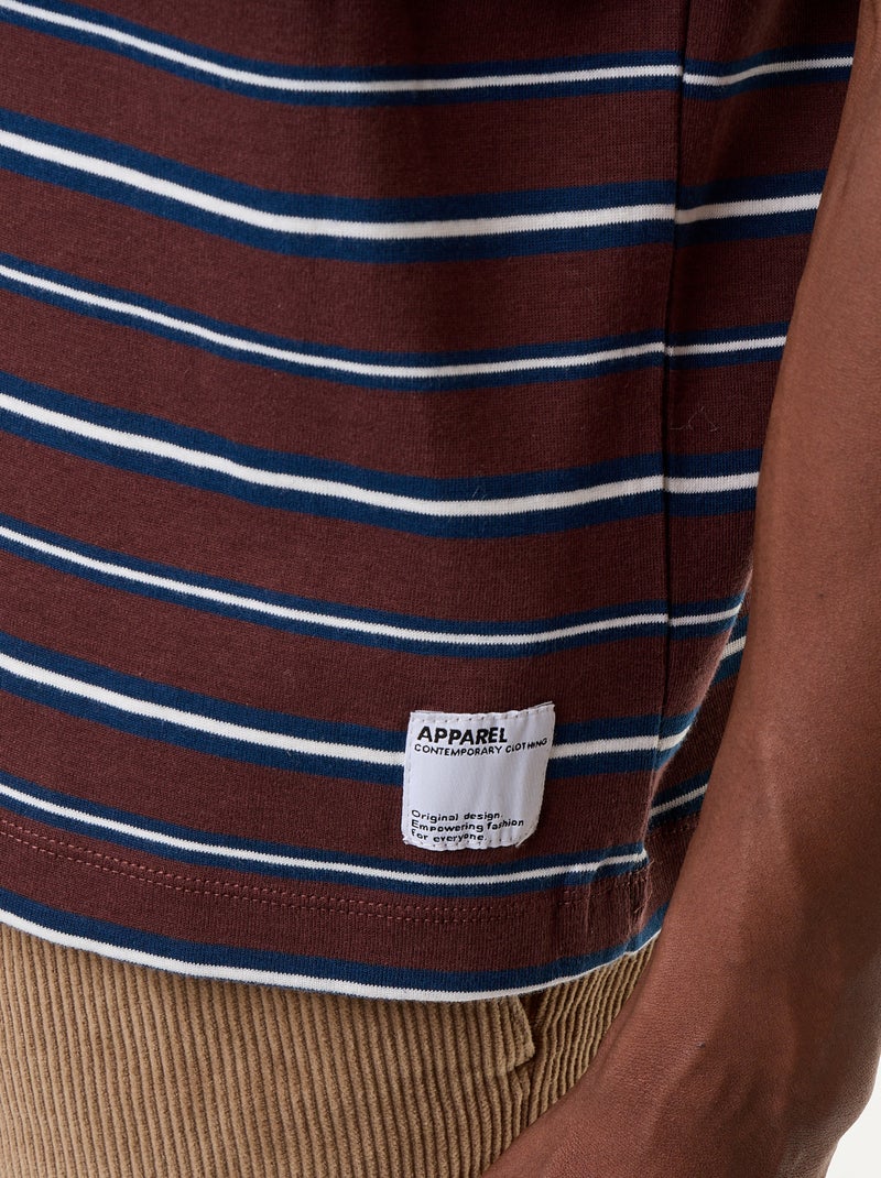 T-shirt a righe a maniche corte Marrone - Kiabi