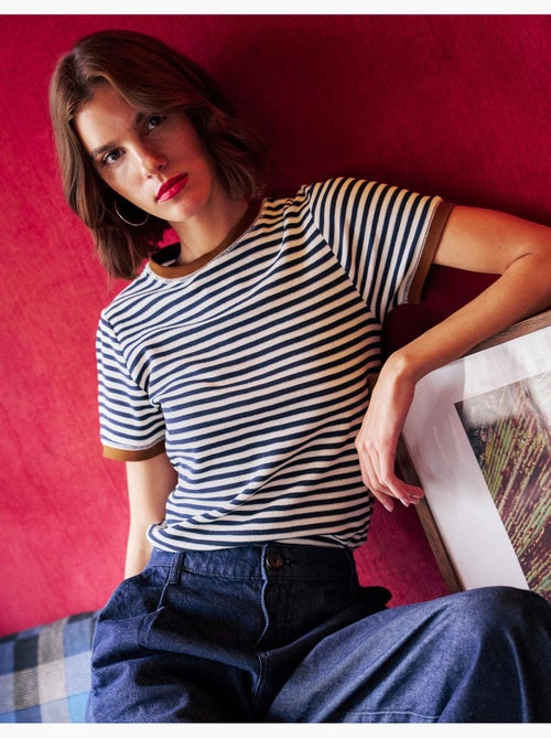 T-shirt a righe a maniche corte, mo fashion - Kiabi T-shirt a righe a maniche corte, mo fashion - Kiabi