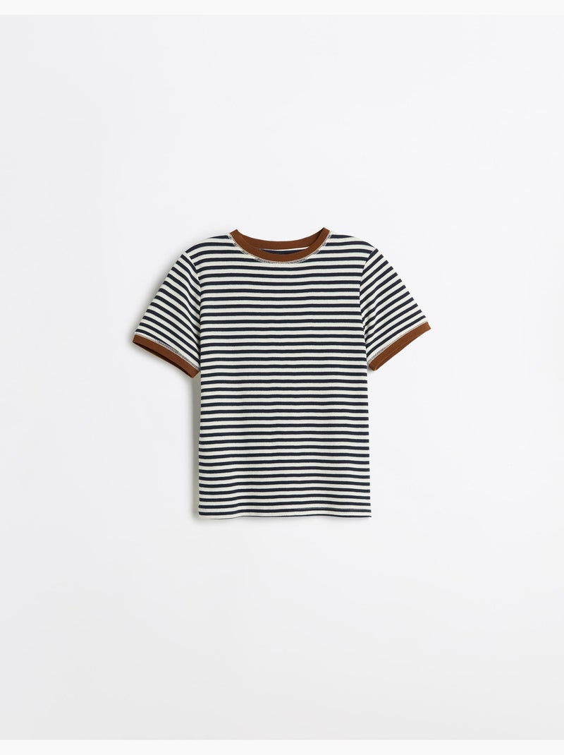 T-shirt a righe a maniche corte, mo fashion Blu - Kiabi