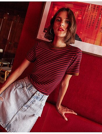 T-shirt a righe a maniche corte, mo fashion
