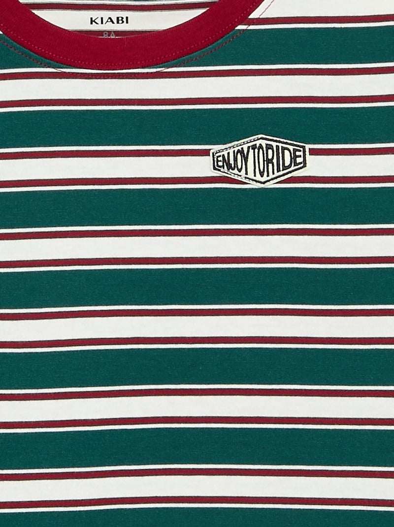 T-shirt a righe a maniche corte Verde - Kiabi