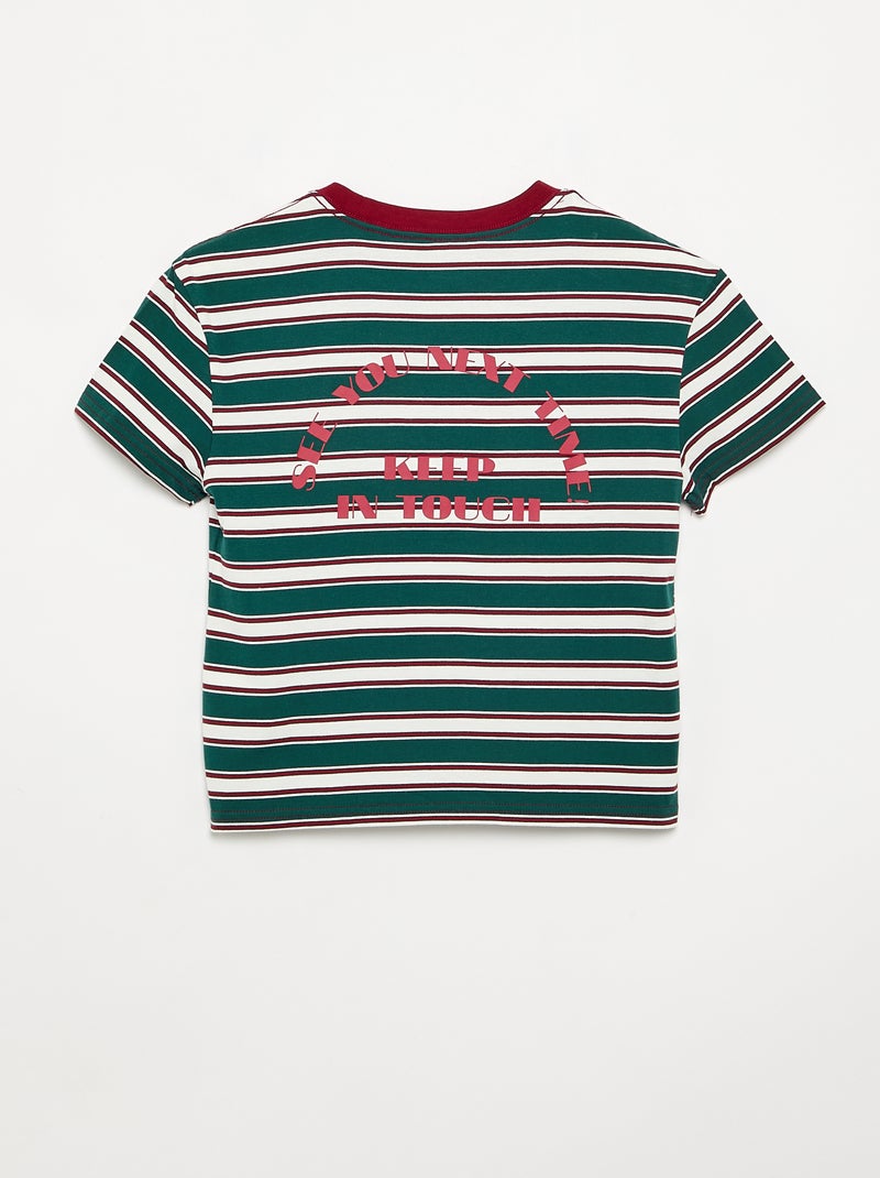 T-shirt a righe a maniche corte Verde - Kiabi