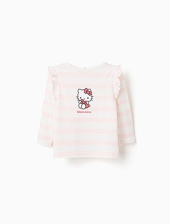 T-shirt a righe a maniche lunghe con hello kitty