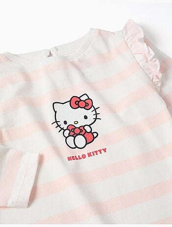 T-shirt a righe a maniche lunghe con hello kitty