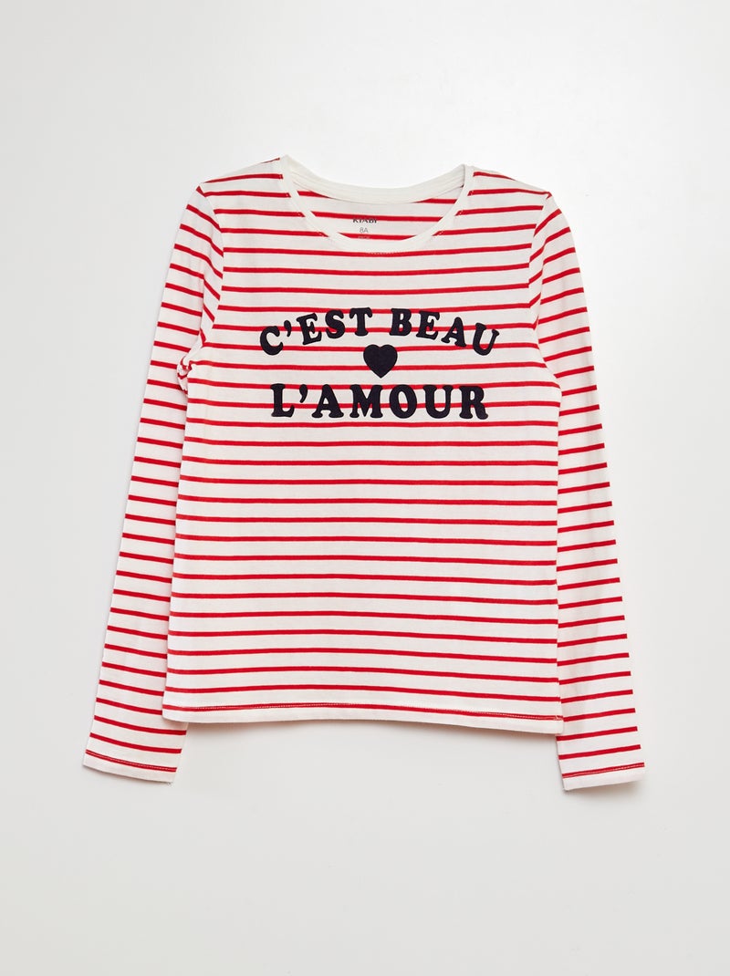 T-shirt a righe a maniche lunghe ROSSO - Kiabi